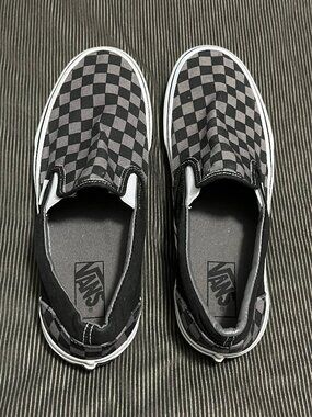 Vans Black and Gray Checkered Classic Slip-On Shoe